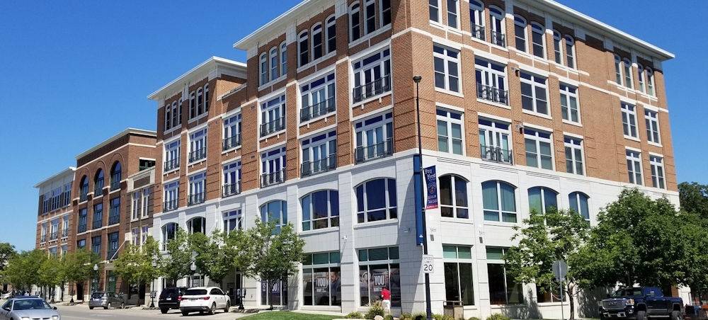 large multi story office building in downtown lawrence kansas